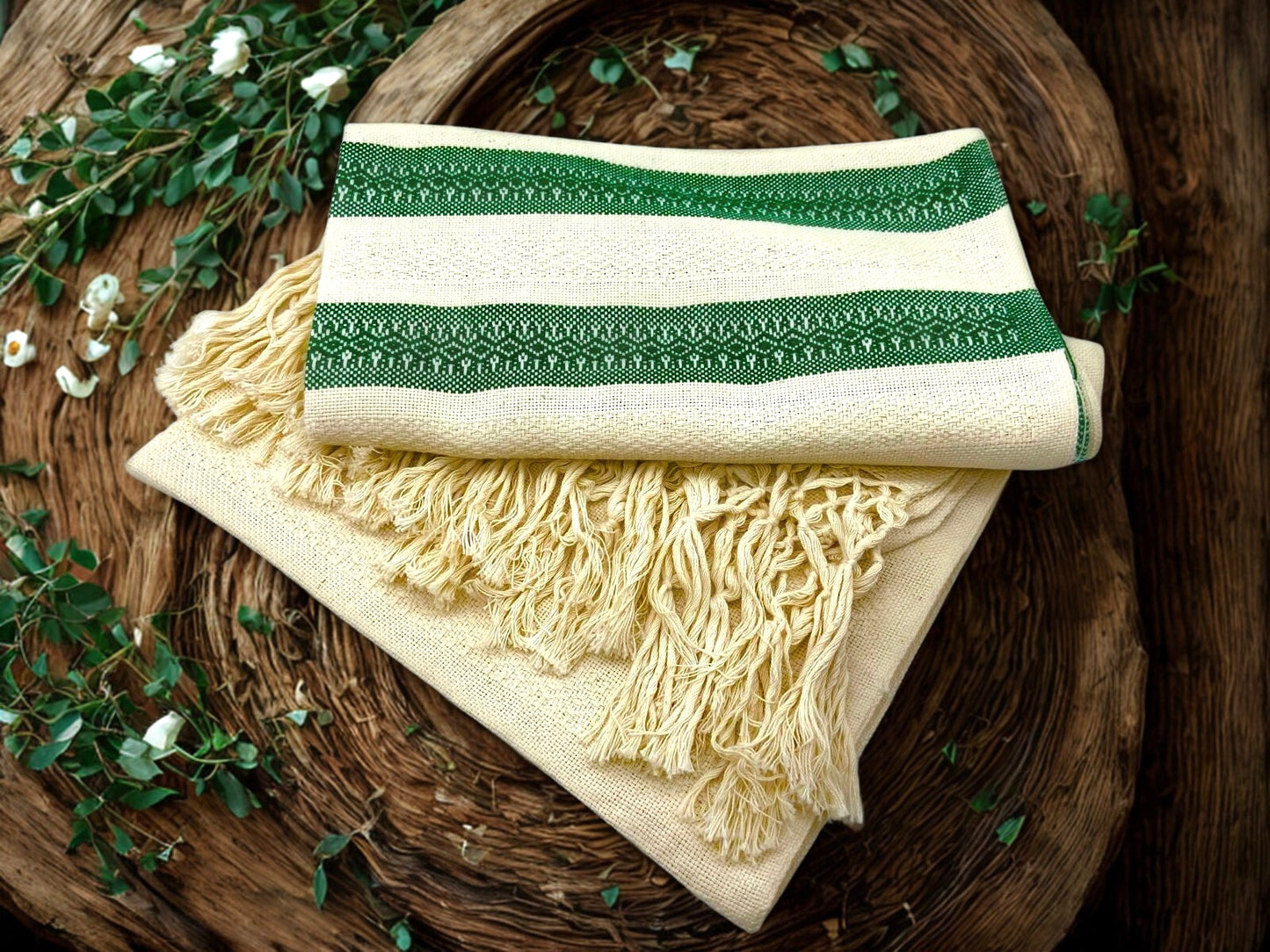 Natural Stripe 2.1m (6ft 10in) 100% Cotton Mexican Rebozo (210cm x 65cm)