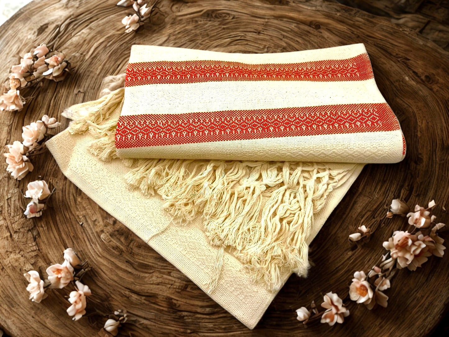 Natural Stripe 2.1m (6ft 10in) 100% Cotton Mexican Rebozo (210cm x 65cm)
