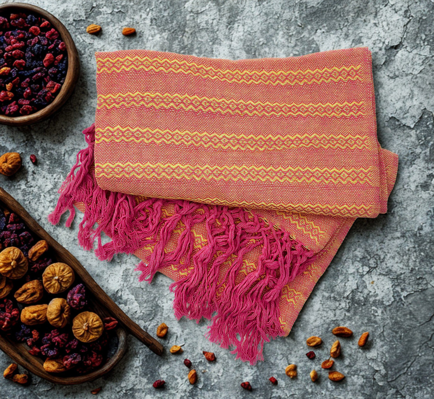 Tlaxcala 2.0m (6ft 6in) 100% Cotton Mexican Rebozo (200cm x 65cm)