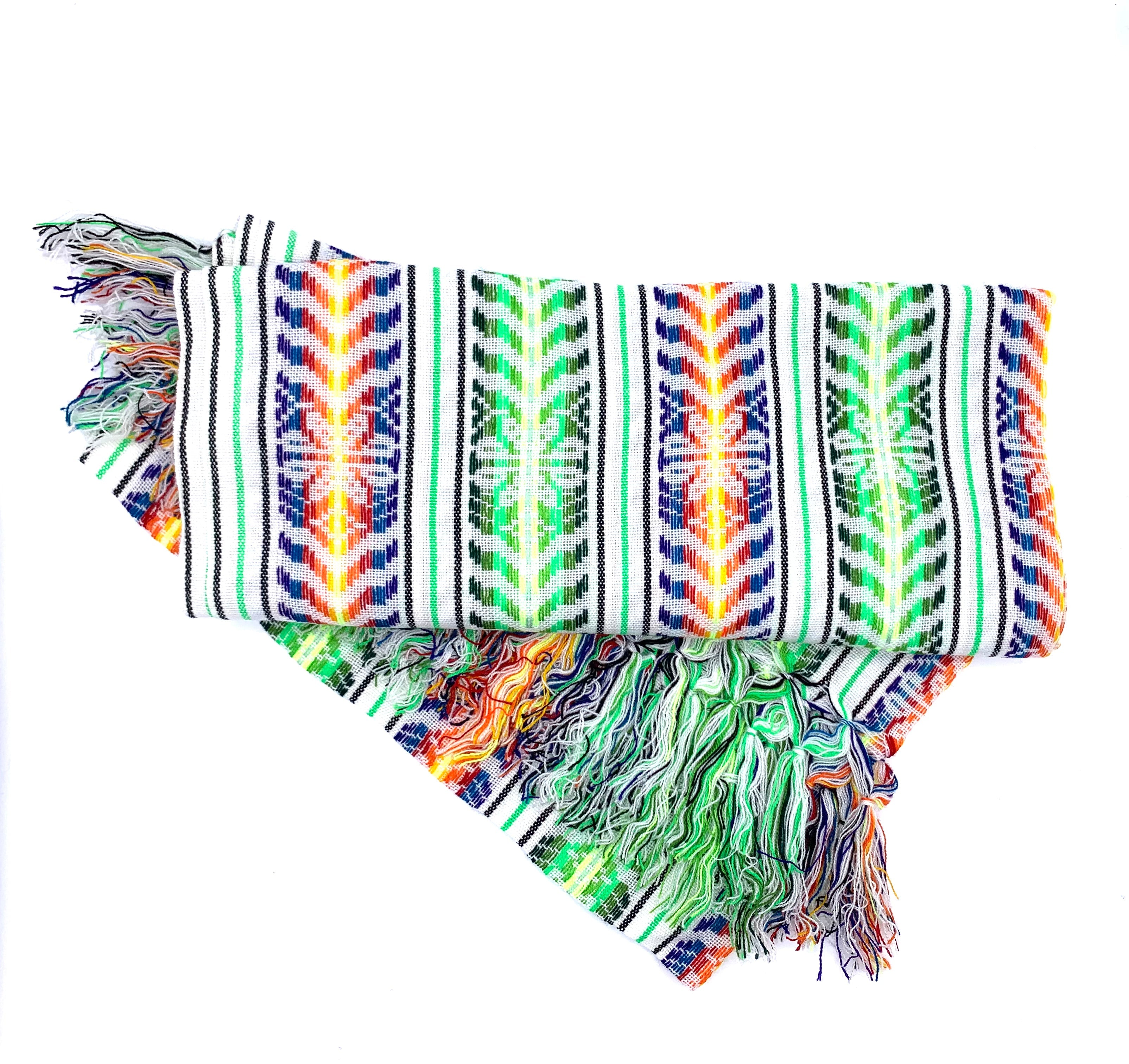 1.9m (6ft 3in) Arrow Design Multi Coloured Artisanal Mexican Rebozo Shawl (190cmx85cm)