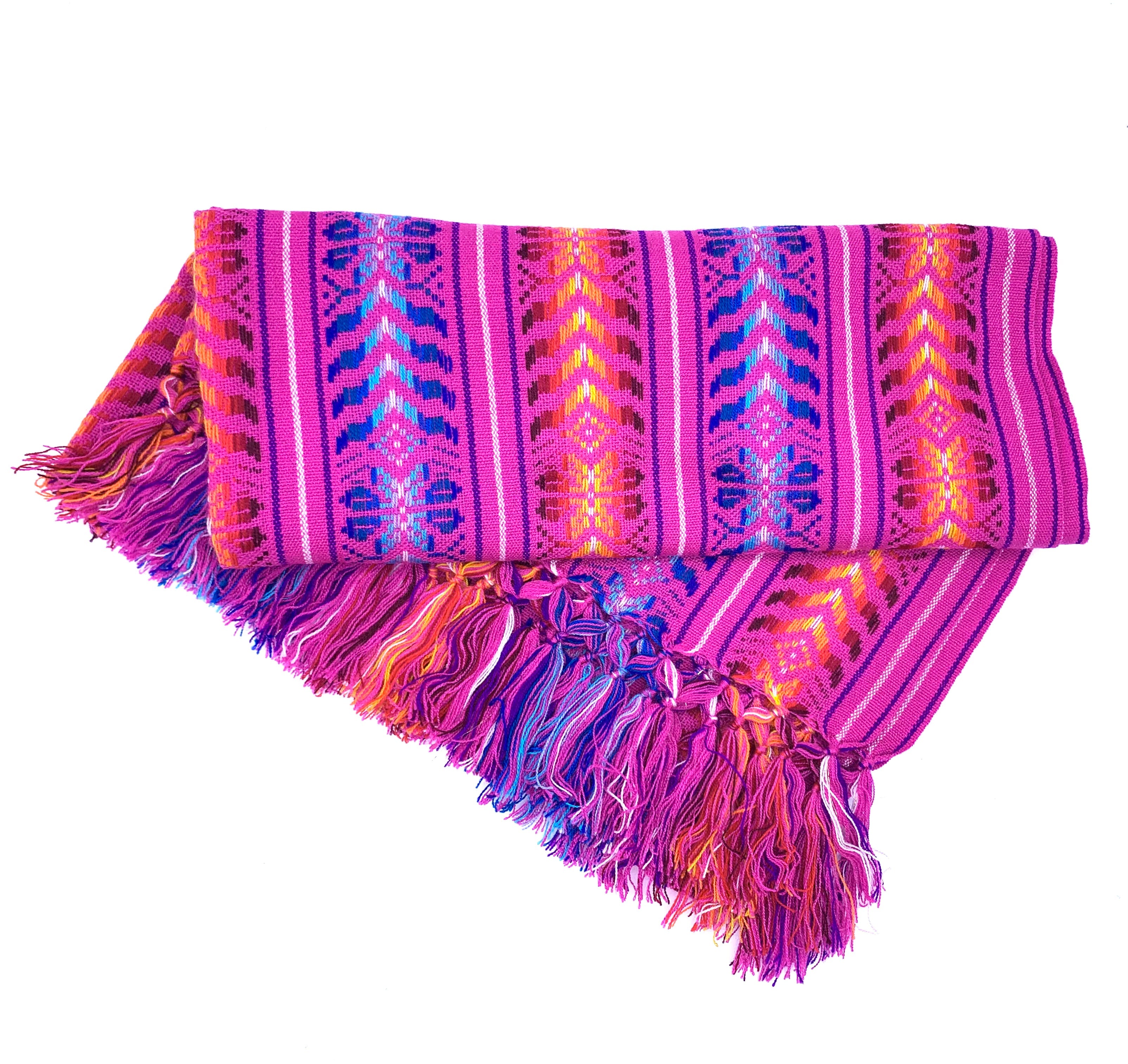 1.9m (6ft 3in) Arrow Design Multi Coloured Artisanal Mexican Rebozo Shawl (190cmx85cm)