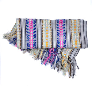 1.9m (6ft 3in) Arrow Design Multi Coloured Artisanal Mexican Rebozo Shawl (190cmx85cm)