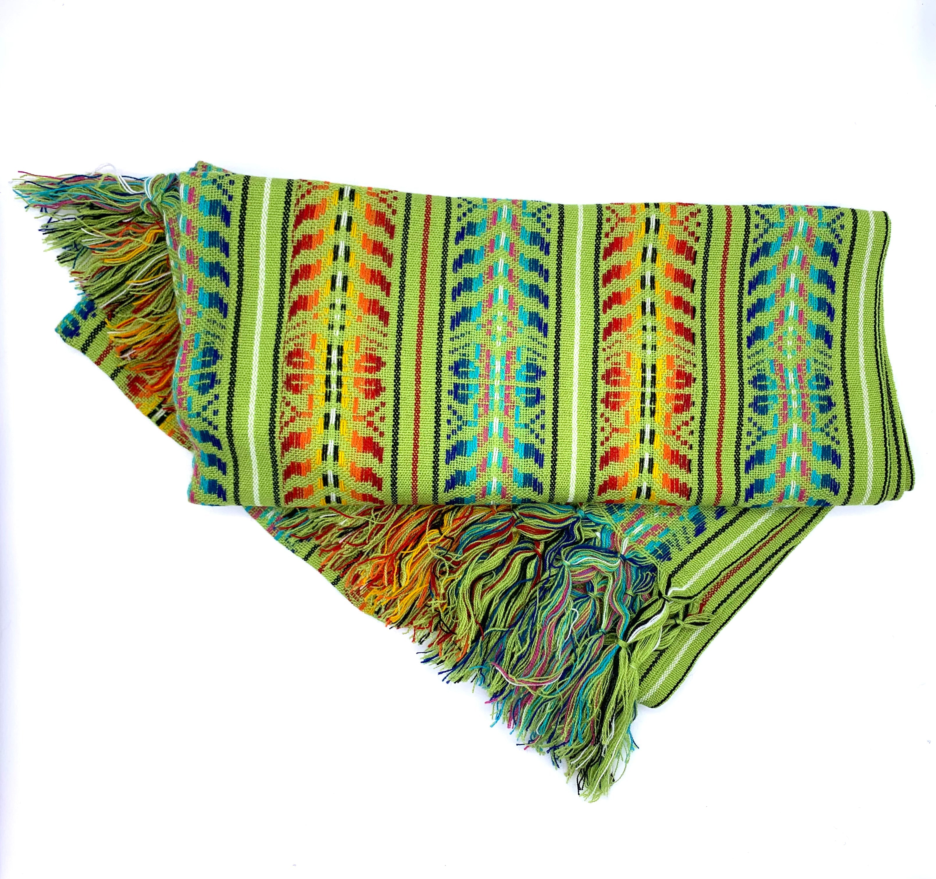 1.9m (6ft 3in) Arrow Design Multi Coloured Artisanal Mexican Rebozo Shawl (190cmx85cm)