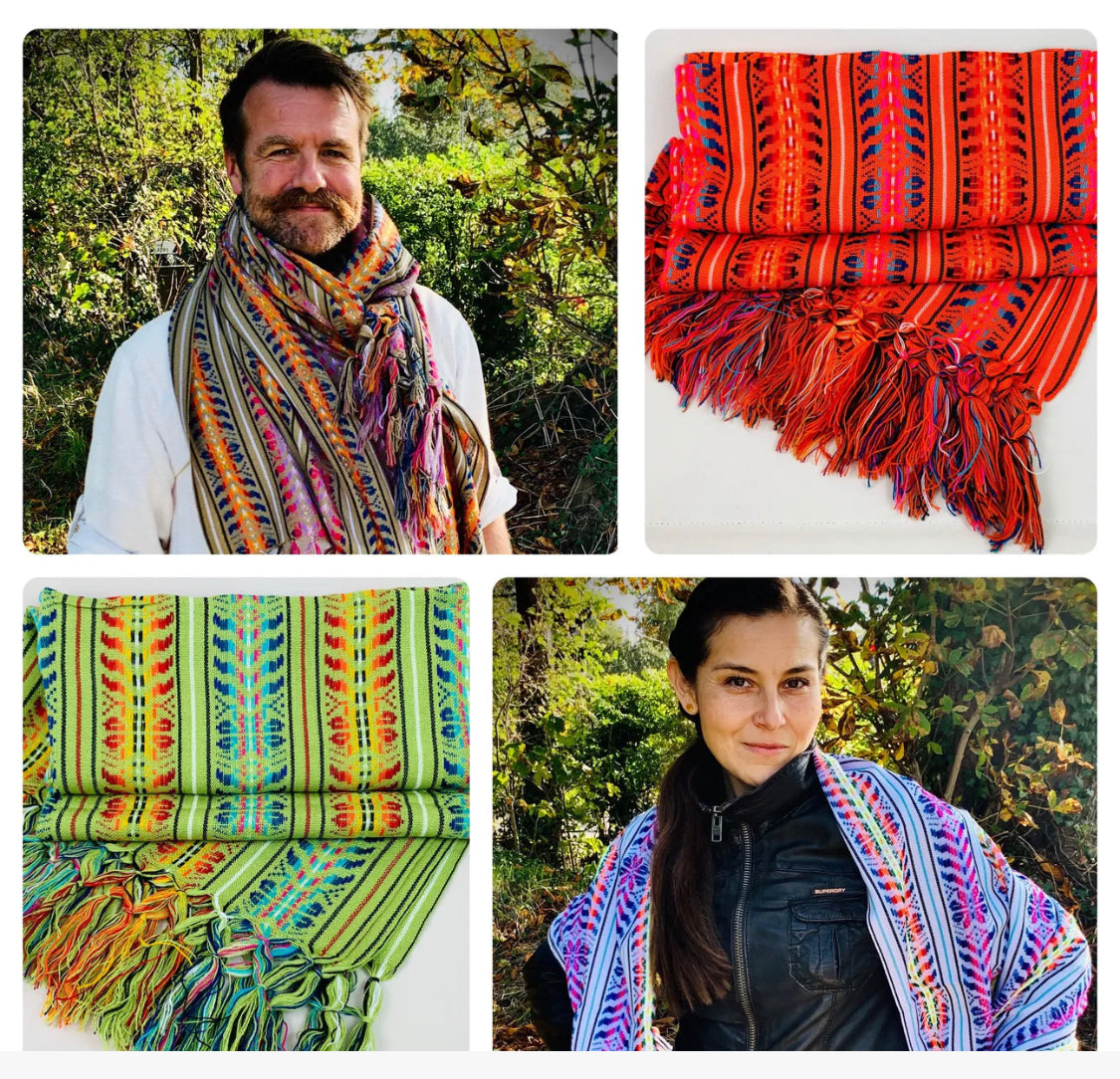 1.9m (6ft 3in) Arrow Design Multi Coloured Artisanal Mexican Rebozo Shawl (190cmx85cm)