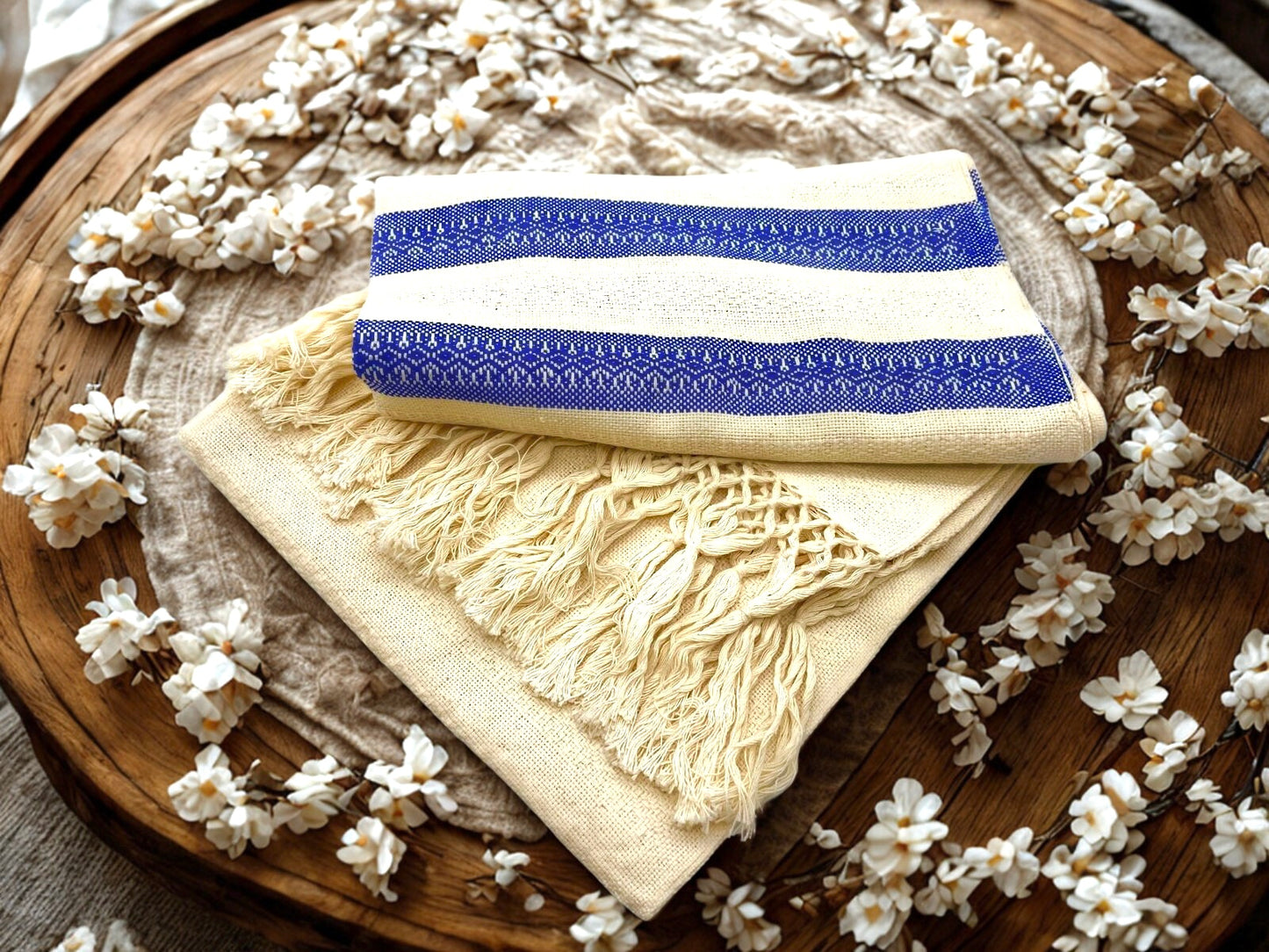 2.1m “Linea” Natural Cotton Mexican Birth Rebozo (6ft 10in)