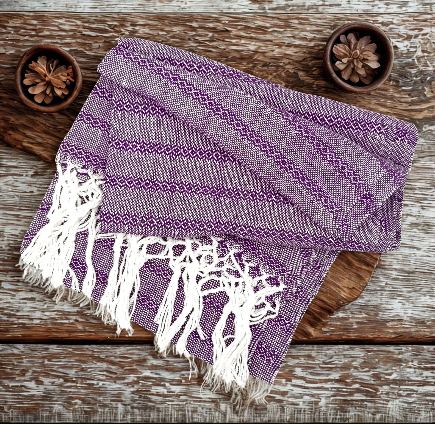 3.0m “Herencia” White Cotton Mexican Birth Rebozo (9ft 10in)