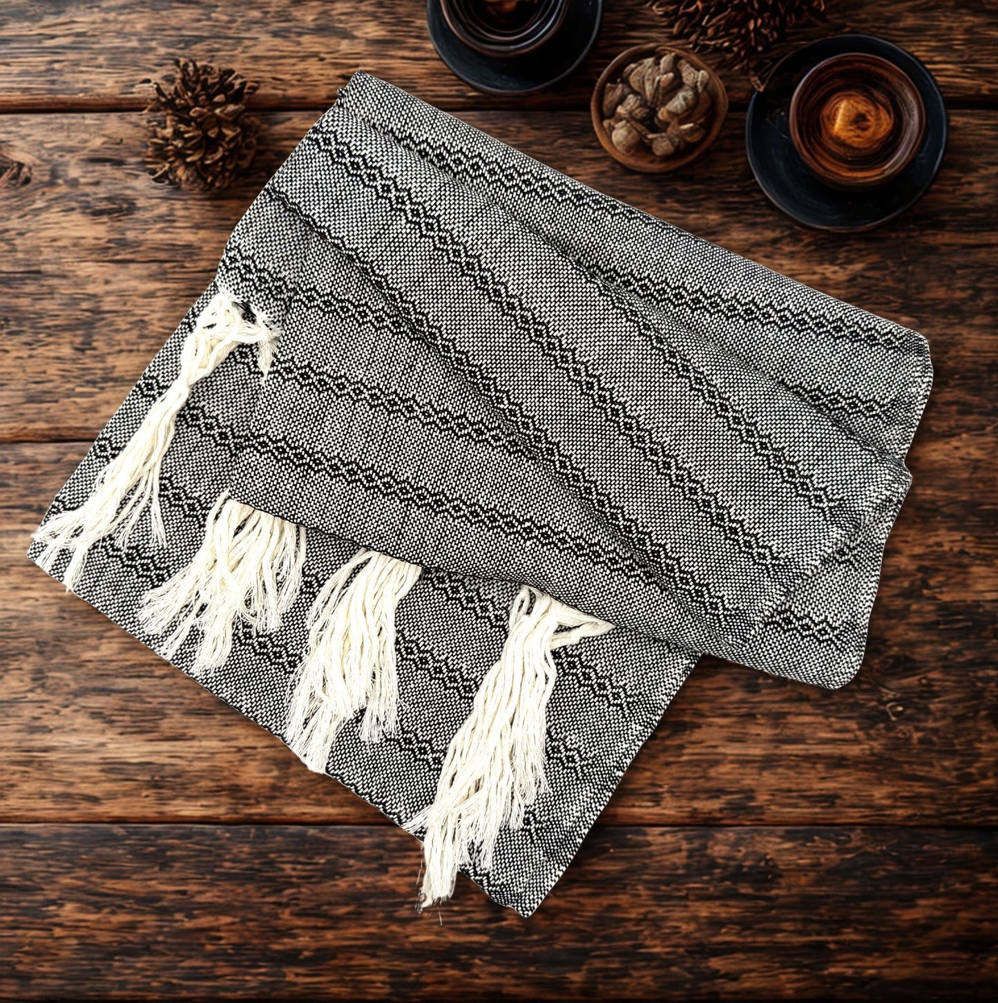 3.0m “Herencia” White Cotton Mexican Birth Rebozo (9ft 10in)