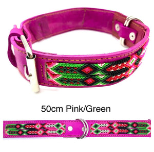 50cm Hand Made Embroidered Leather Mexican Dog Collar S (40-44cm neck)