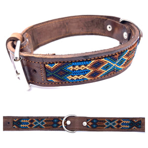 50cm Hand Made Embroidered Leather Mexican Dog Collar S (40-44cm neck)