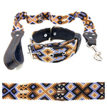 50cm Hand Made Embroidered Leather Mexican Dog Collar and Lead S (35-43cm neck)