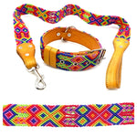 Collier de chien mexicain en cuir brodé à la main S (40-44cm)
