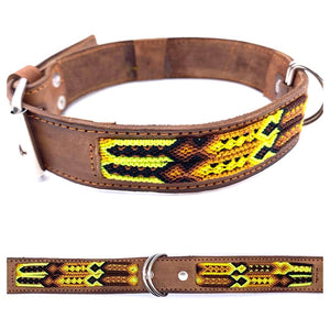 65cm Hand Made Embroidered Leather Mexican Dog Collar M/L (47-57cm neck)