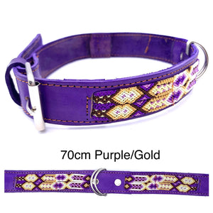 70cm Hand Made Embroidered Leather Mexican Dog Collar L (50-60cm neck)