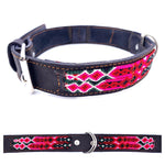 70cm Hand Made Embroidered Leather Mexican Dog Collar L (50-60cm neck)