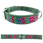 70cm Hand Made Embroidered Leather Mexican Dog Collar L (50-60cm neck)