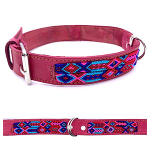 70cm Hand Made Embroidered Leather Mexican Dog Collar L (50-60cm neck)