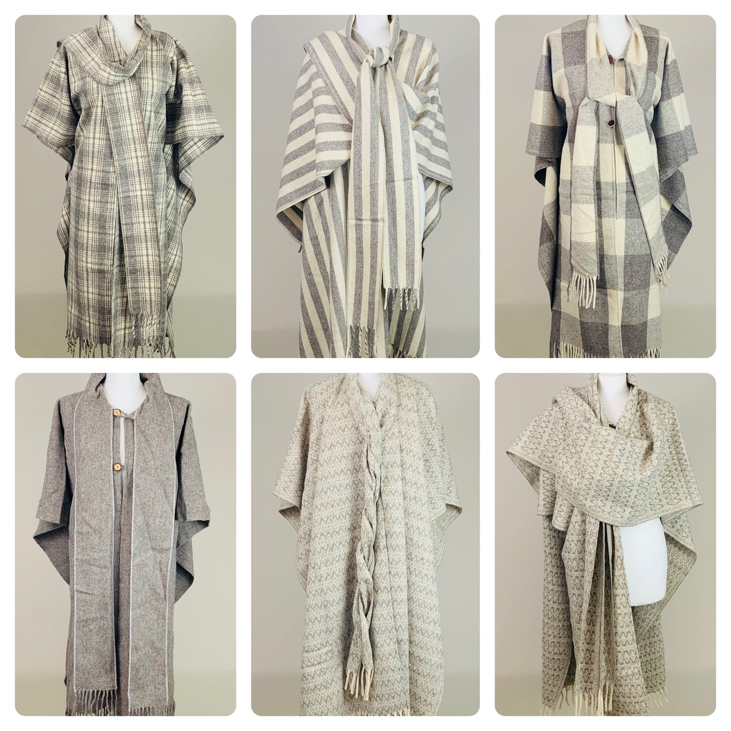 75% OFF - Vintage 100% Wool Mexican Poncho with Integrated Scarf