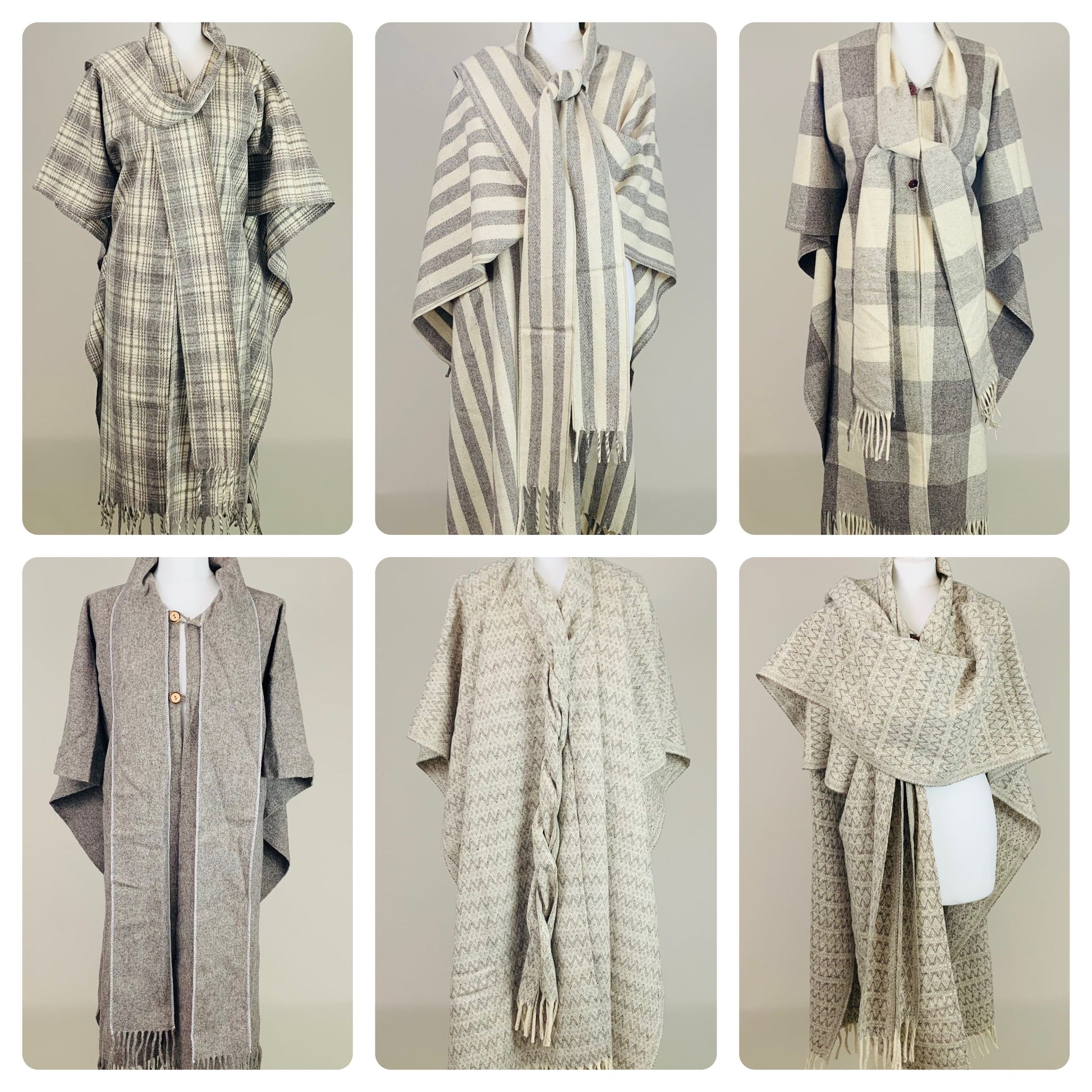 75% OFF - Vintage 100% Wool Mexican Poncho with Integrated Scarf