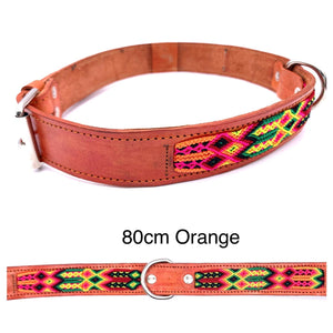 Handgefertigtes mexikanisches Hundehalsband aus besticktem Leder XL (55-70cm)