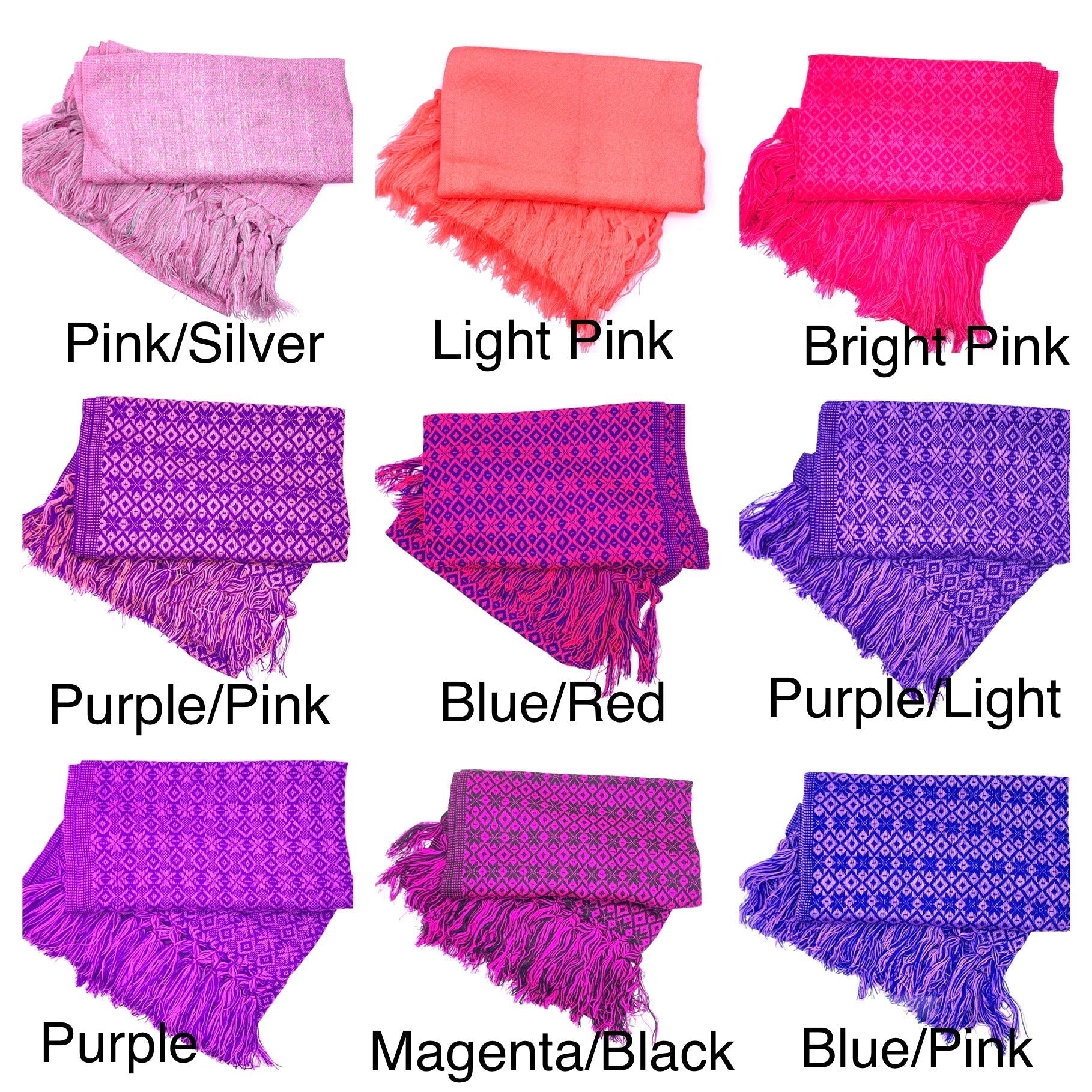 Diamond Pattern Classic Artisanal Mexican Rebozo Shawl (195cmx67cm)