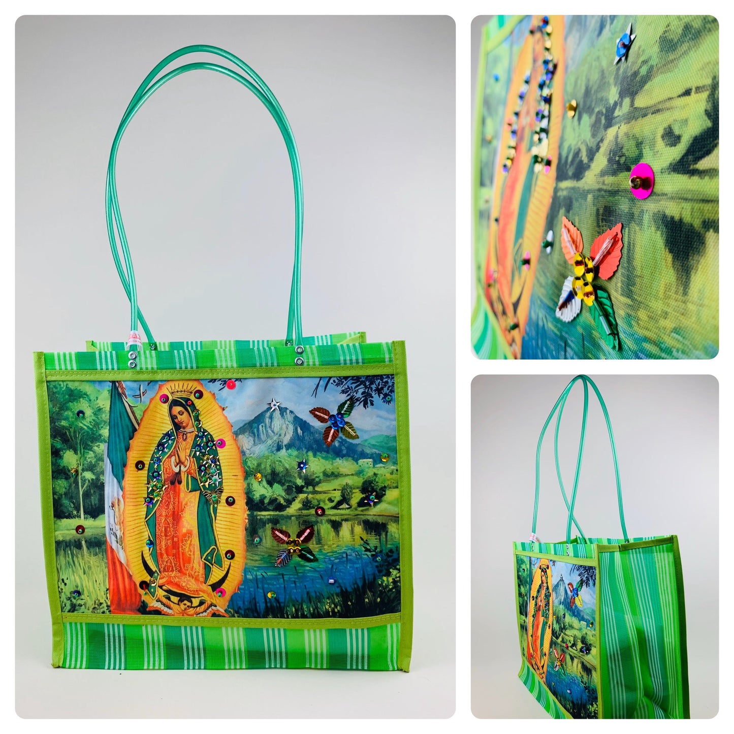 Embroidered Mexican Market Tote Bag – Beaded Artisan Beach & Shopping Bag