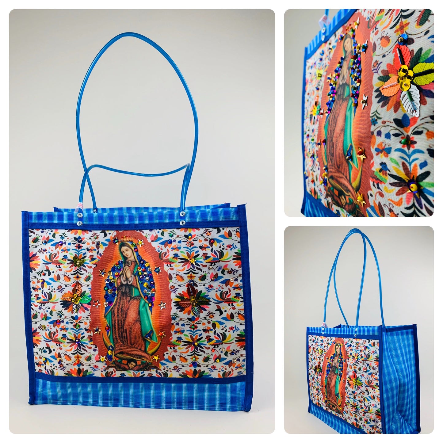 Embroidered Mexican Market Tote Bag – Beaded Artisan Beach & Shopping Bag