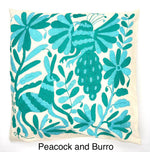 Exquisite Hand Embroidered Otomi Cushion Cover - Aqua (45x45cm)