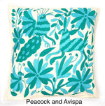 Exquisite Hand Embroidered Otomi Cushion Cover - Aqua (45x45cm)