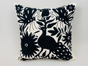 Housse de Coussin Otomi Exquise Brodée à la Main - Noir (45x45cm)