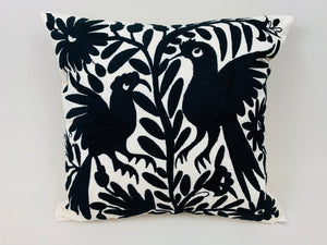 Housse de Coussin Otomi Exquise Brodée à la Main - Noir (45x45cm)