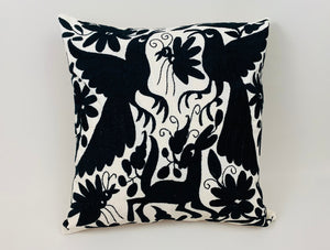 Housse de Coussin Otomi Exquise Brodée à la Main - Noir (45x45cm)