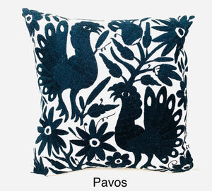 Exquisite Hand Embroidered Otomi Cushion Cover - Black (45x45cm)