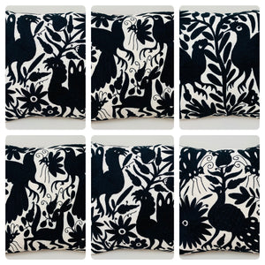 Housse de Coussin Otomi Exquise Brodée à la Main - Noir (45x45cm)
