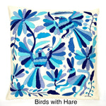 Exquisite Hand Embroidered Otomi Cushion Cover - Blue (45x45cm)