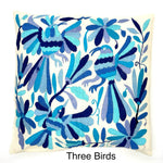 Exquisite Hand Embroidered Otomi Cushion Cover - Blue (45x45cm)