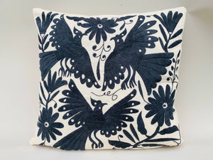 Exquisite Hand Embroidered Otomi Cushion Cover - Grey (45x45cm)