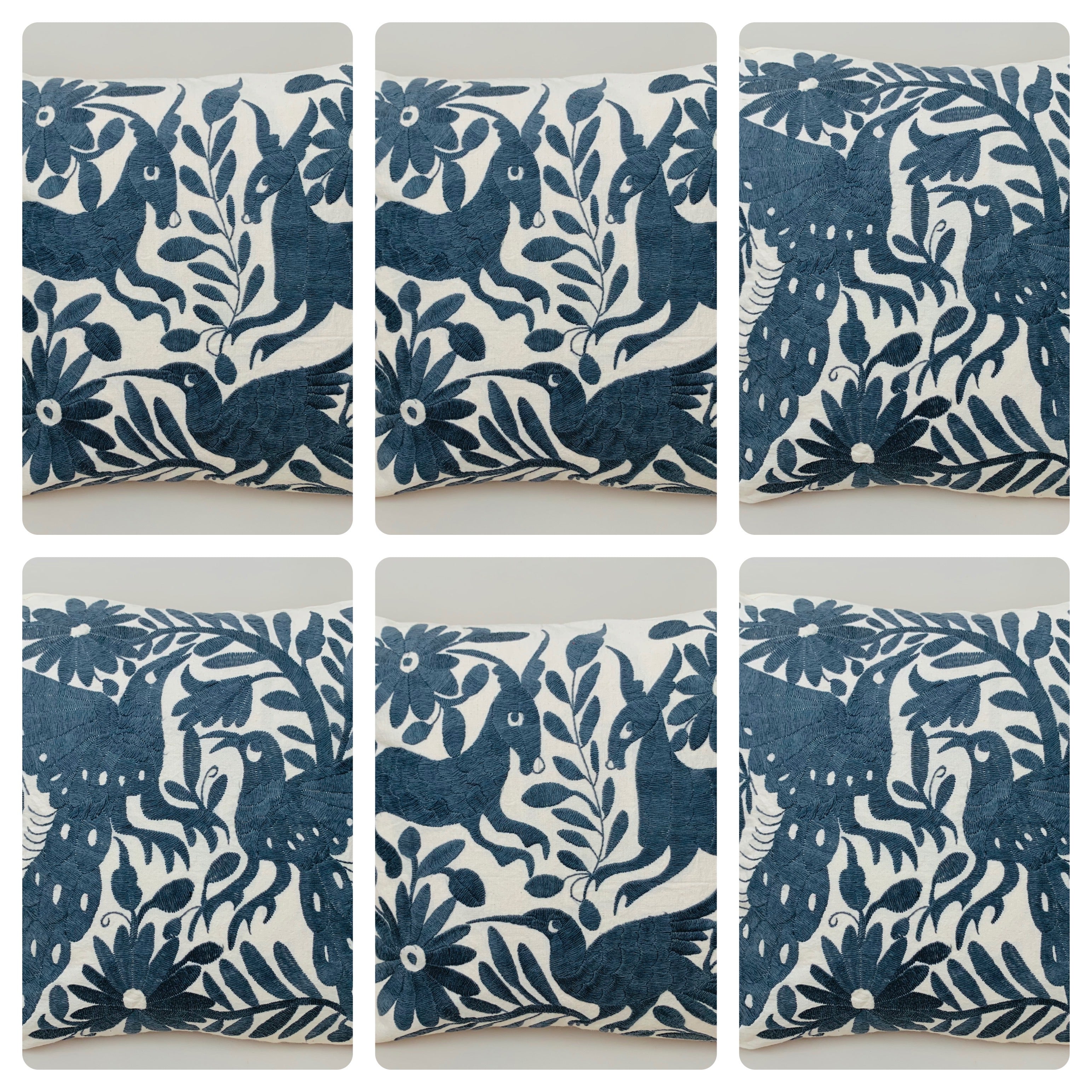 Exquisito Cojín Otomí Bordado a Mano - Gris (45x45cm)