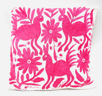Exquisite Hand Embroidered Otomi Cushion Cover - Pink (45x45cm)