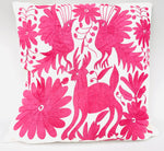 Exquisite Hand Embroidered Otomi Cushion Cover - Pink (45x45cm)
