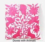 Exquisite Hand Embroidered Otomi Cushion Cover - Pink (45x45cm)