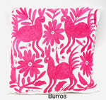 Exquisite Hand Embroidered Otomi Cushion Cover - Pink (45x45cm)