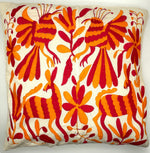 Exquisite Hand Embroidered Otomi Cushion Cover - Pink/Orange (45x45cm)