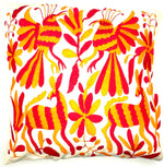 Exquisite Hand Embroidered Otomi Cushion Cover - Pink/Orange (45x45cm)