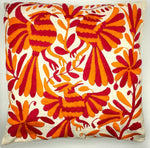 Exquisite Hand Embroidered Otomi Cushion Cover - Pink/Orange (45x45cm)