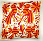Exquisite Hand Embroidered Otomi Cushion Cover - Pink/Orange (45x45cm)