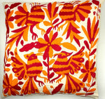 Exquisite Hand Embroidered Otomi Cushion Cover - Pink/Orange (45x45cm)
