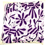 Exquisite Hand Embroidered Otomi Cushion Cover - Purple (45x45cm)