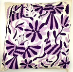 Exquisite Hand Embroidered Otomi Cushion Cover - Purple (45x45cm)