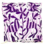 Exquisite Hand Embroidered Otomi Cushion Cover - Purple (45x45cm)