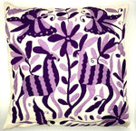 Exquisite Hand Embroidered Otomi Cushion Cover - Purple (45x45cm)